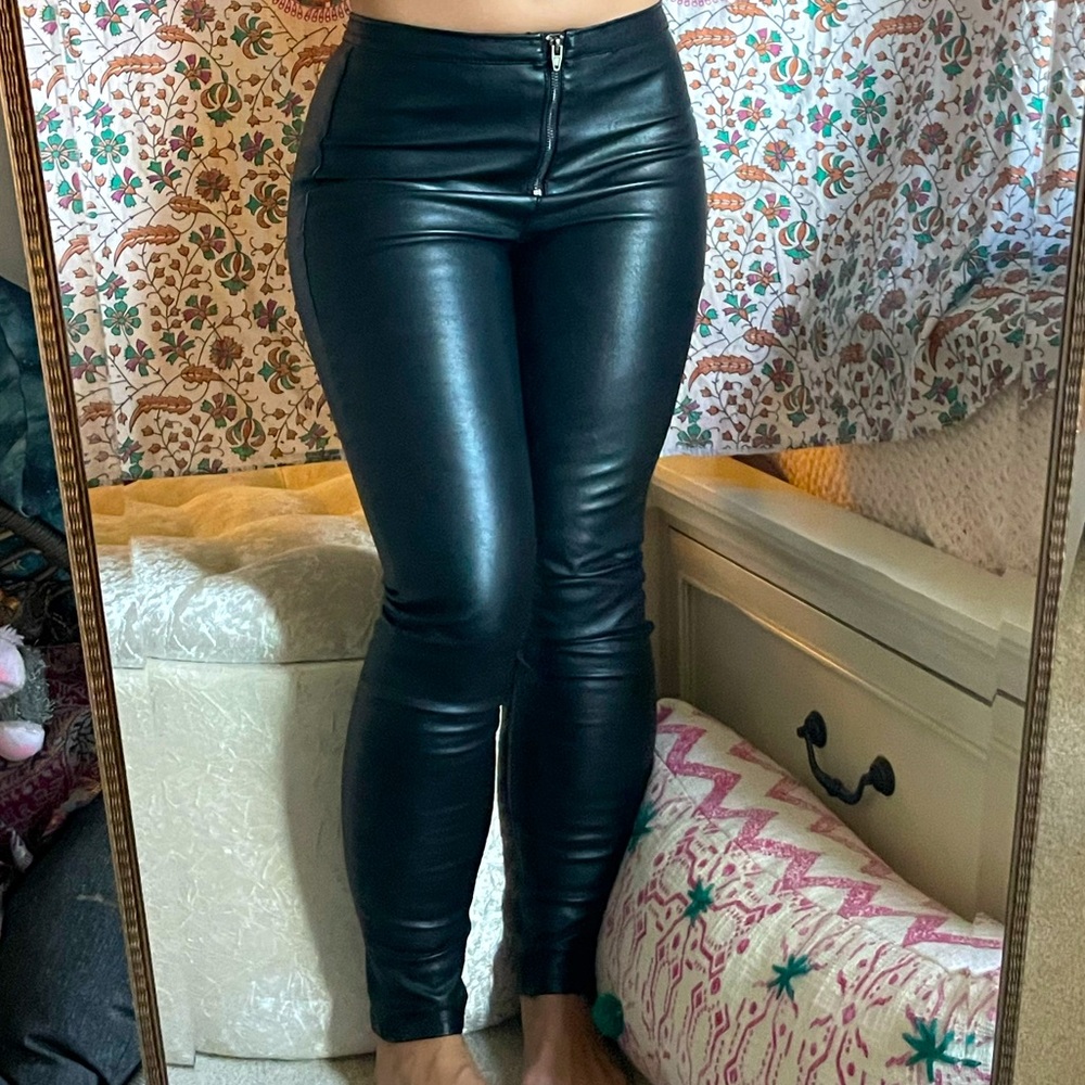 Divided Leather-Style Pants